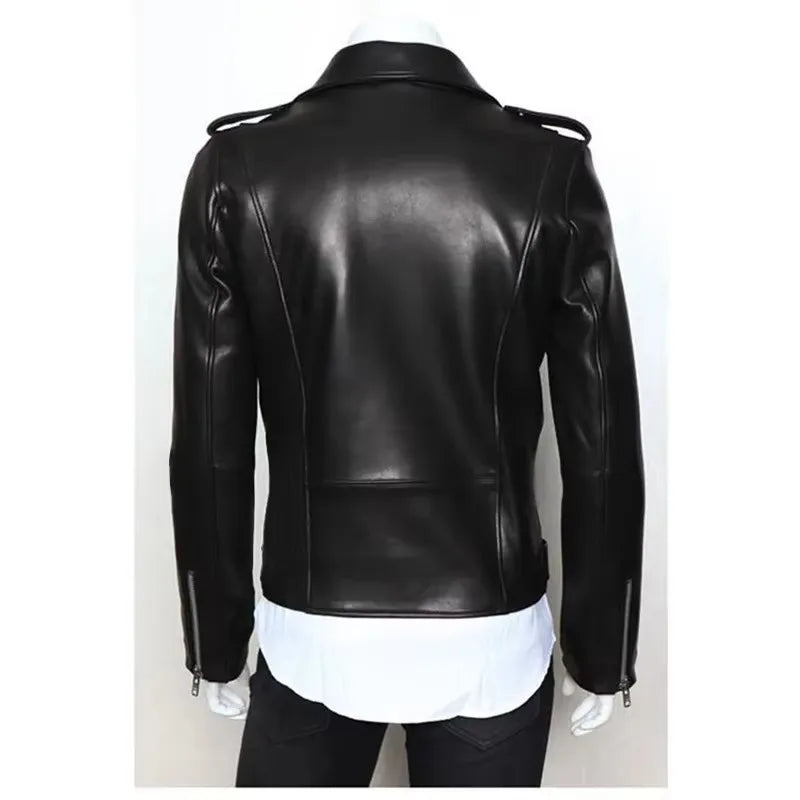 Men's Leather Jacket Fashionable Casual Coat Motorcycle Style Regular Cut Chinese Brand Stock AE New Autumn Winter Collection