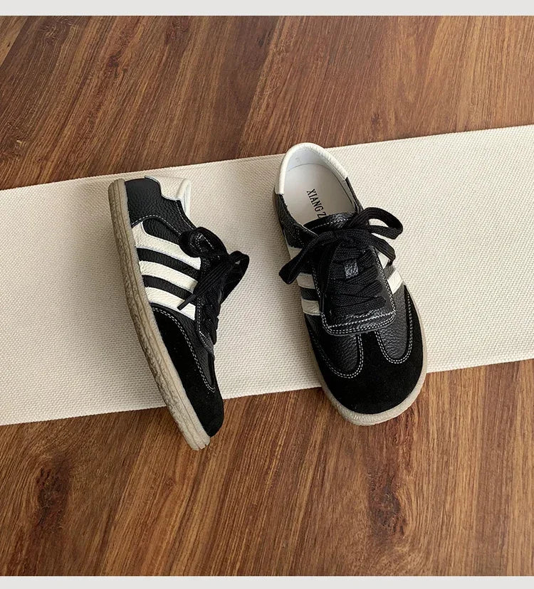 Leather cowhide German training shoes women's college style casual shoes 2025 new soft-soled casual flat-soled sports shoes