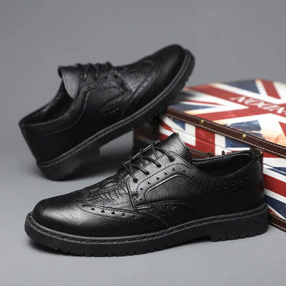 Leather Shoes for Men Luxury High Quality Brogue Shoes comfortable Soft Sole Men's Casual Shoes Lace Up Men Business Dress Shoe