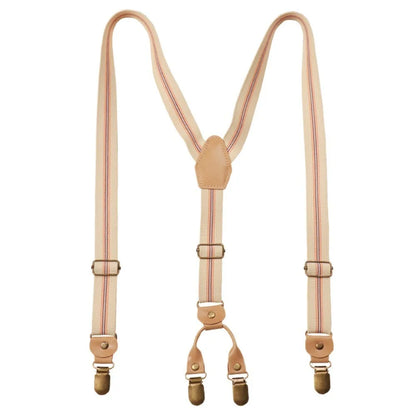 Fashion Retro Suspenders for Men Metal Clip British Style Y-Type Suspenders Suit Accessories Anti-slip Stripe Suspender Clip Men