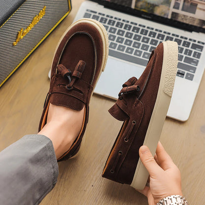 Suede Leather Handmade Loafers Leisure Walk Male Casual Shoes New Design Casual Slip on Flats Versatile Driving Shoes Moccasins