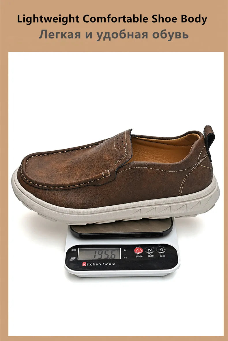 New Leather Men's Loafers Luxury Men Casual Shoes Fashion Lightweight Driving Shoes Breathable Men's Shoes Handmade Flat Shoes