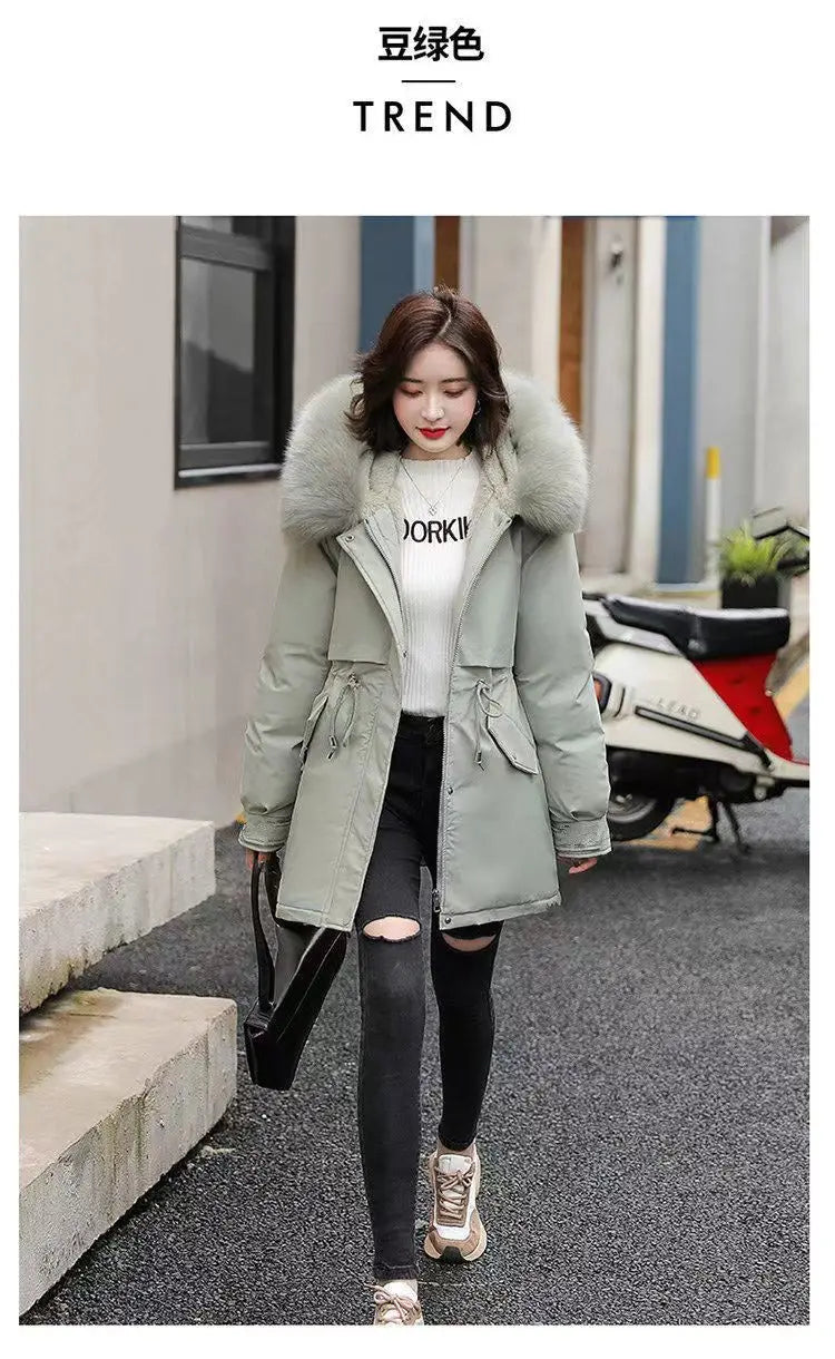 Winter Coat 2025 New Women's Thick Cotton Jacket Women's Medium long Korean version Fur collar Coat Female Warm Parka Overcoat