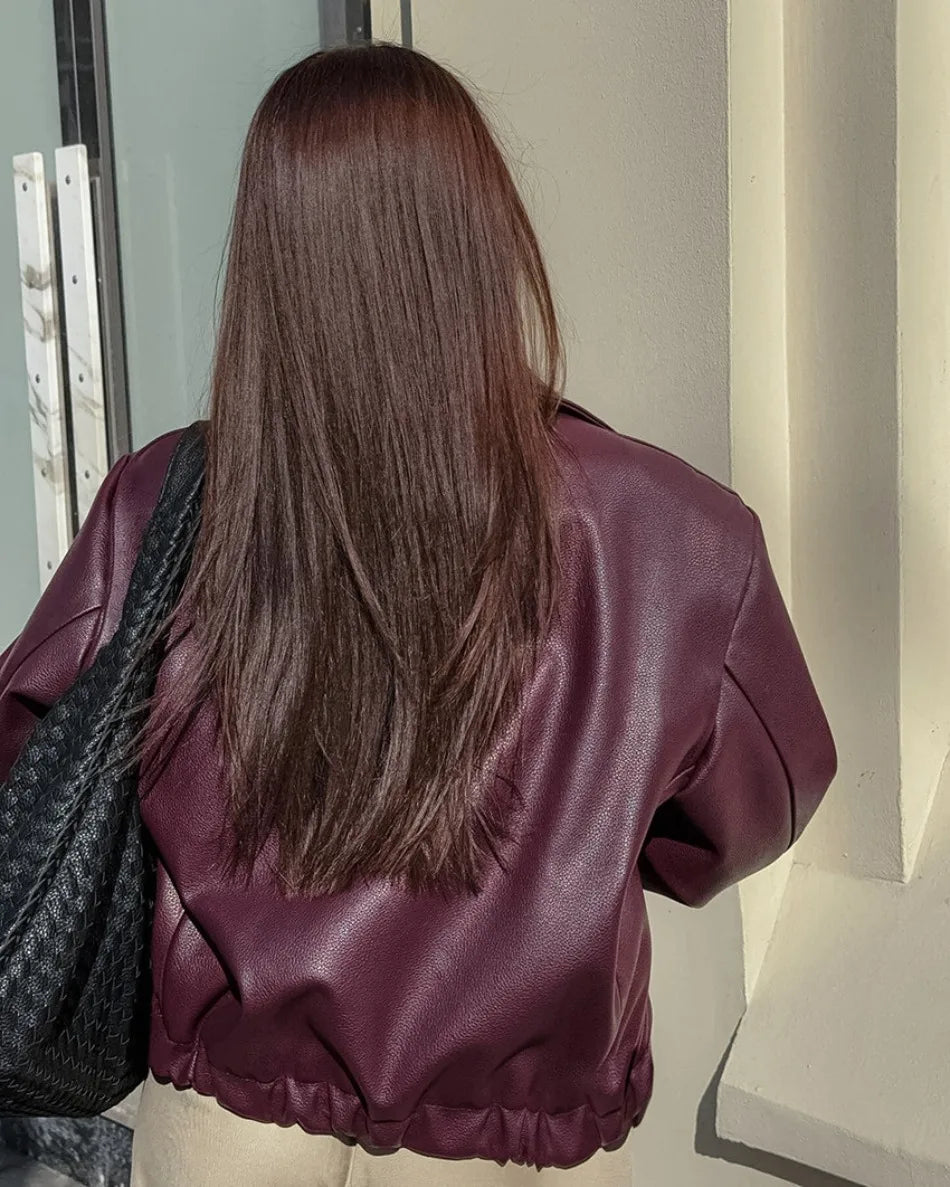 Locomotive Leather Jacket 2025 Europe America Autumn Winter New Loose Coat Fashion Cross-border Leather Jacket New Women's Coat