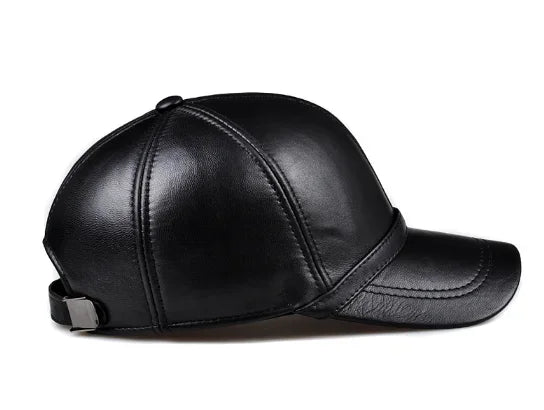 New Men Real Leather Baseball Caps Sheepskin Casual  Men Youth Duck Tongue Warm Hats Hip Pop Bonnet Femme