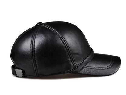 New Men Real Leather Baseball Caps Sheepskin Casual  Men Youth Duck Tongue Warm Hats Hip Pop Bonnet Femme