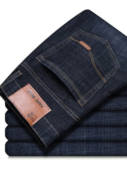 JEAN New Business Men's Jeans Casual Straight Stretch Fashion Classic Blue Black Work Denim Trousers Male Brand Clothing