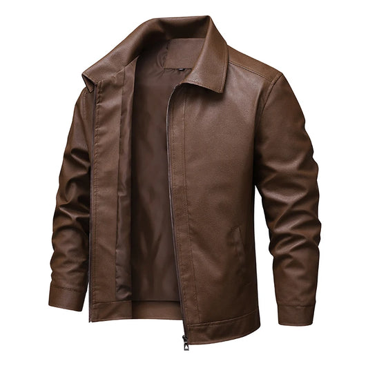 Men Faux Leather Jacket Autumn Winter Biker Jackets Fashion Black Motorcycle Leather Coat Outwear Casual Streetwear Windbreaker