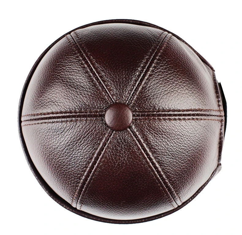 Real Leather Retro Hat Casual Landlord Chinese-Style Hat Genuine Leather Cap Thin Round Caps Fashion Winter Autumn Luxury Hats