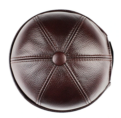 Real Leather Retro Hat Casual Landlord Chinese-Style Hat Genuine Leather Cap Thin Round Caps Fashion Winter Autumn Luxury Hats