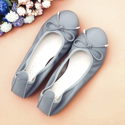 2024 Women Leather Breathable Ladies Comfortable Ballet Flats Driving Shoe Fashion Slip on Shallow Loafers Office Flat Boat Shoe