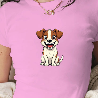 Cartoon Jack Russell Terrier women's fashion short t-shirt