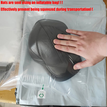 Men's 2025 Casual Real Leather Earflap Cap Men Real Cowhide Leather Caps Male Fall Winter Genuine Real Cow Leather Baseball Hats