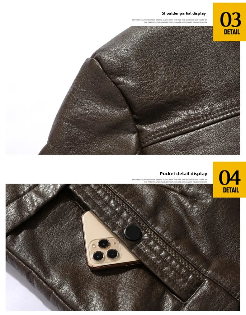 Men Coat Winter Long Leather Jacket Casual Jackets Coats New Faux Leather Vintage Biker Jacket Men Windproof Motorcycle Jacket