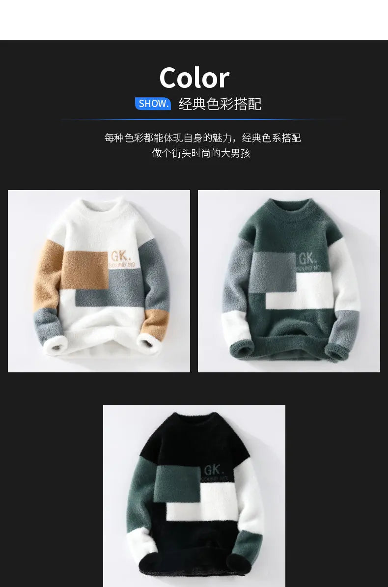 Sweaters men 2025 Winter Letter pattern thick sweater men Student youth sweaters autumn Men's wool pullovers full size S-3XL
