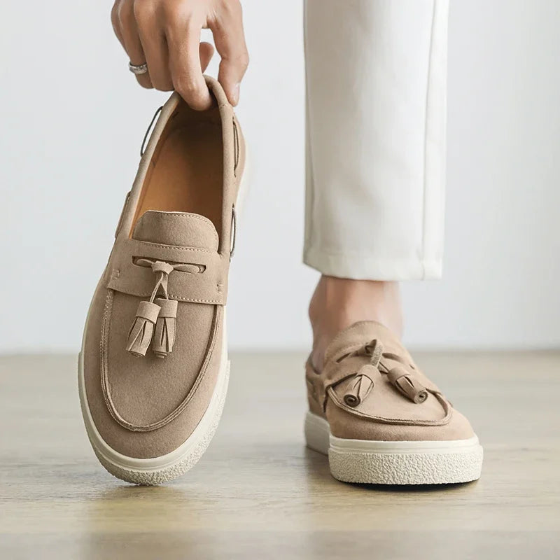 Suede Leather Handmade Loafers Leisure Walk Male Casual Shoes New Design Casual Slip on Flats Versatile Driving Shoes Moccasins
