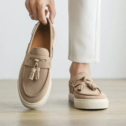 Suede Leather Handmade Loafers Leisure Walk Male Casual Shoes New Design Casual Slip on Flats Versatile Driving Shoes Moccasins