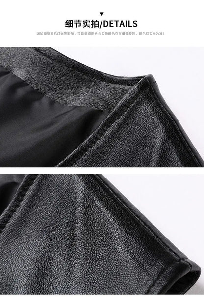 Genuine Leather Motorcycle Vest Mens sheepskin Leather Waistcoat biker sleeveless jacket clothing chaleco bullet proof club vest