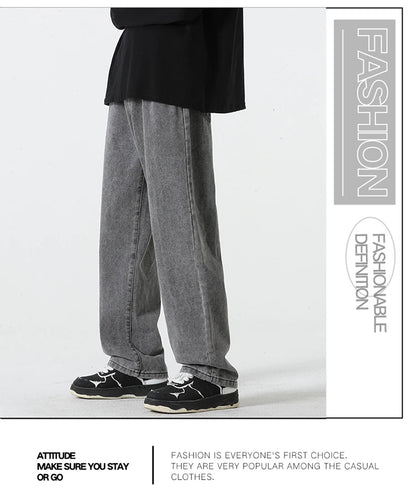 Jeans men's spring and summer 2025 new style trend straight versatile casual pants loose wide-leg mopping trousers