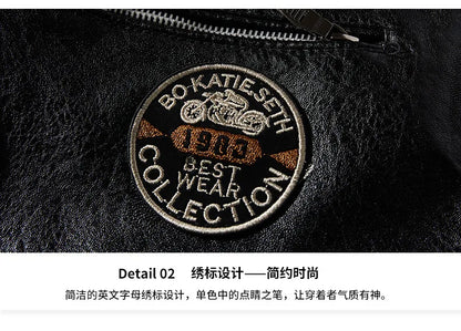 2025 Leather Jackets Men's Autumn Winter Fleece Motorcycle PU Leather Jackets Vintage Casual Stand Collar Windbreaker Slim Coats