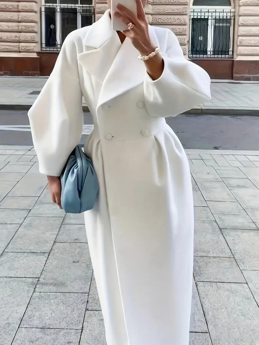 Winter Coat For Women Fashion Solid Loose Lapel Double Breasted Trench Vintage Long Sleeve Jackets Warm Thick Woman New In Coats