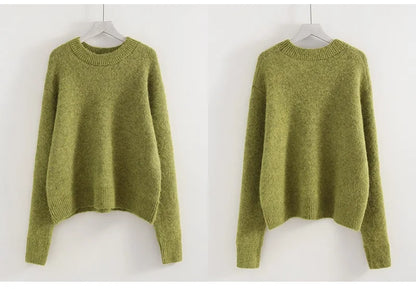 Women's Winter Sweater 2025 Warm Pullovers O Neck Knitwear Loose Knit Jumpers Basic Brown Sweaters For Women Winter Pink