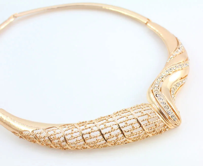 Women Jewelry Sets For Wedding Accessories African Beads Crystal Pendant Statement Dress Necklace Earrings Bracelet Ring Set