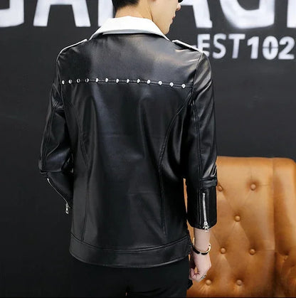 Coats Black Leather Jacket for Men Trendy 2025 Fashion Fashionable Spring Clothes Man Suits and Blazers Menswear Vintage Classic