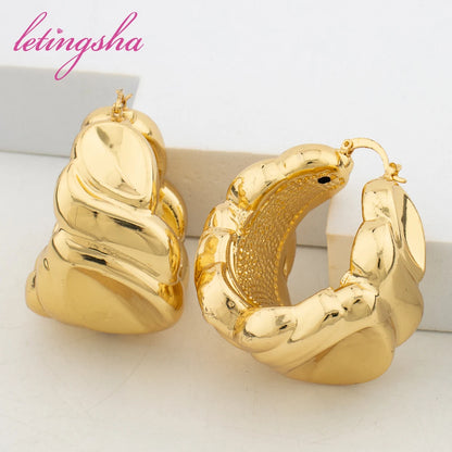 Fashion Jewelry Set for Women Large Hoop Earrings and Bangle Ring Weddings Bride Trendy Bracelet and Earrings Jewelry Set