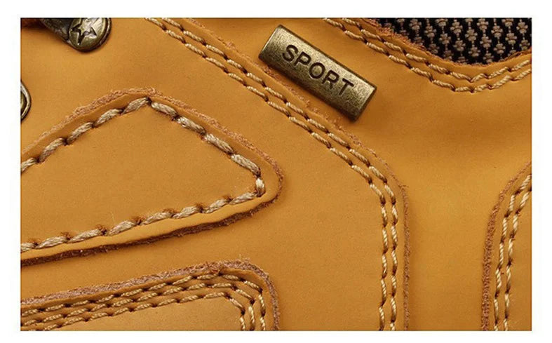 Genuine Leather Men Boots Casual Work Shoes Brown Luxury Brand Autumn Winter Handmade Fashion Male Ankle Boots Bot