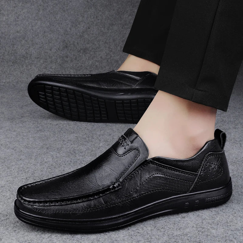Italian High-quality Men's Genuine Leather Shoes Fashionable Loafers Men's Work Business Shoes Interview Formal Shoes