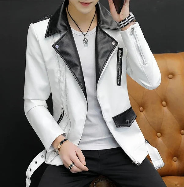 Coats Black Leather Jacket for Men Trendy 2025 Fashion Fashionable Spring Clothes Man Suits and Blazers Menswear Vintage Classic