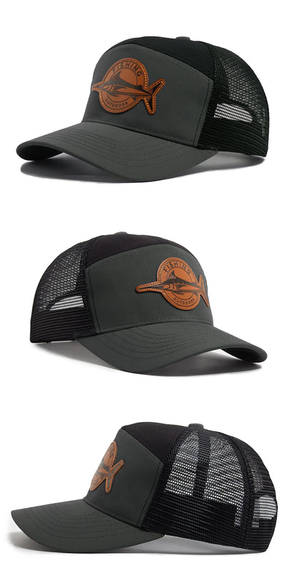 Shark Leather Label Men's Baseball Cap Casual 7 Panel Style Trucker Hat Fashion Hip Hop Mesh Caps Summer Women Visor Hats Unisex