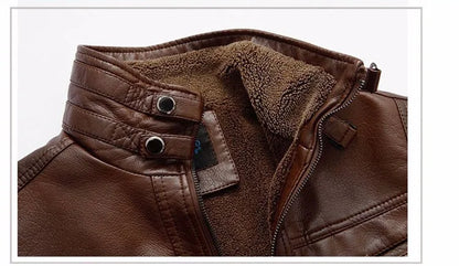 Leather Jacket Men Coats 2024 Brand High Quality PU Outerwear Men Business Winter Faux Fur Male Jacket Fleece