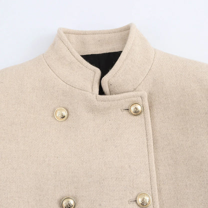 Winter Coat For Women 2024 Solid Lapel Double Breasted Long Cardigan Top Female Pokcet Streetwear Woman New In OuterCoat