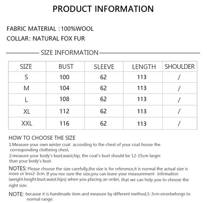 Winter Coat For Women Wool Cashmere Coat Women Real Fox Fur New White Wool Coat Women Fashion