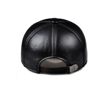 New Men Real Leather Baseball Caps Sheepskin Casual  Men Youth Duck Tongue Warm Hats Hip Pop Bonnet Femme