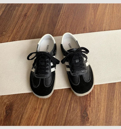 Leather cowhide German training shoes women's college style casual shoes 2025 new soft-soled casual flat-soled sports shoes