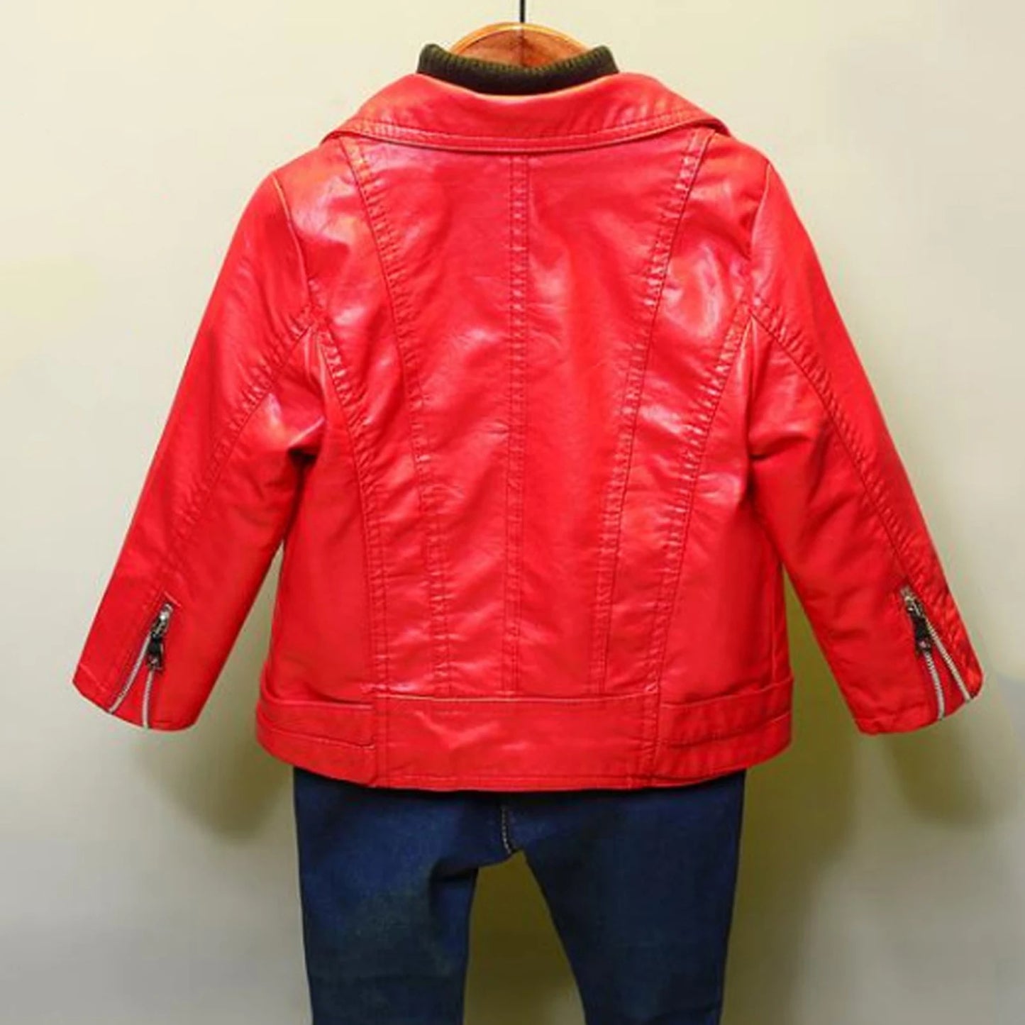 Retro Children's Leather Jacket,Boys Transition Coat,Kids PU Locomotive Wear,Faux Leather Outerwear,Girls Motorcycle Outfits