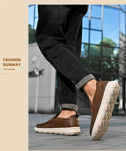 New Leather Men's Loafers Luxury Men Casual Shoes Fashion Lightweight Driving Shoes Breathable Men's Shoes Handmade Flat Shoes