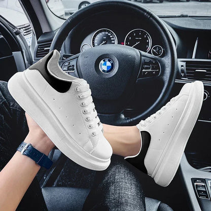 White Leather Men Casual Shoes Platform Outdoor Mens Walking Running Sneakers Breathable Board Shoes Women Tennis Sport Shoes