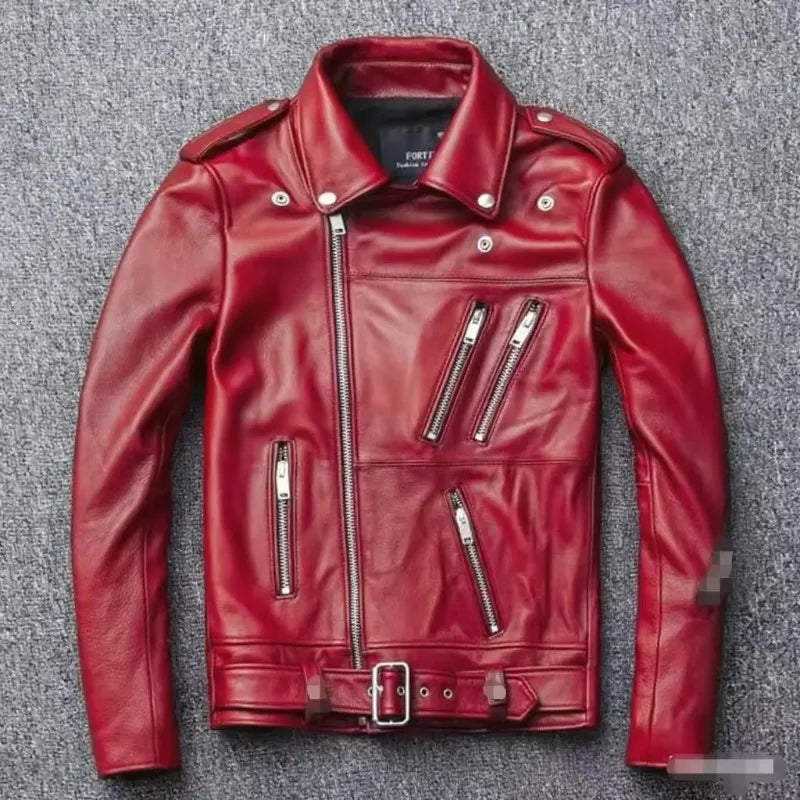 Men's Leather Jacket Fashionable Casual Coat Motorcycle Style Regular Cut Chinese Brand Stock AE New Autumn Winter Collection