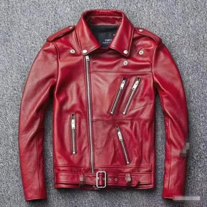 Men's Leather Jacket Fashionable Casual Coat Motorcycle Style Regular Cut Chinese Brand Stock AE New Autumn Winter Collection