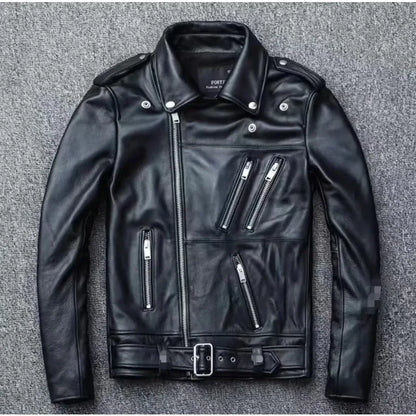 Men's Leather Jacket Fashionable Casual Coat Motorcycle Style Regular Cut Chinese Brand Stock AE New Autumn Winter Collection
