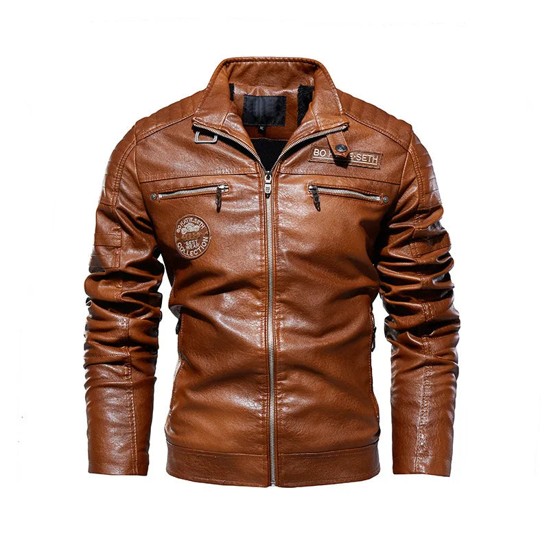 Men's Leather Jacket 2024 Autumn Winter New Plush Loose Outdoor Travel Motorcycle Coat Men Fashionable Trendy Leather Clothing