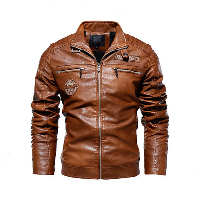 Men's Leather Jacket 2024 Autumn Winter New Plush Loose Outdoor Travel Motorcycle Coat Men Fashionable Trendy Leather Clothing