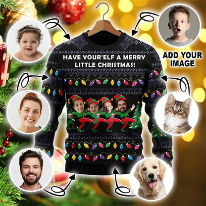 Custom Photo DIY Personalized Characters/Pets Fun Ugly Christmas Sweaters Christmas Gift Tops Couple Party Pullover sweater New