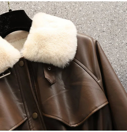 Leather Jacket Women 2022 New Autumn Winter Leather Jackets Female Overcoat Fashion Slim Thicken Warm Parka Outerwear