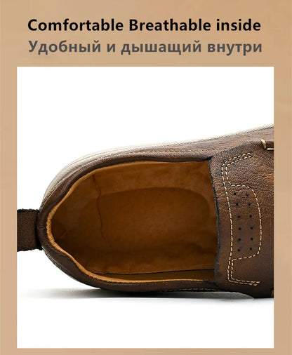 New Leather Men's Loafers Luxury Men Casual Shoes Fashion Lightweight Driving Shoes Breathable Men's Shoes Handmade Flat Shoes