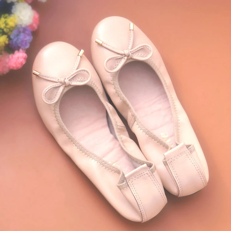 2024 Women Leather Breathable Ladies Comfortable Ballet Flats Driving Shoe Fashion Slip on Shallow Loafers Office Flat Boat Shoe